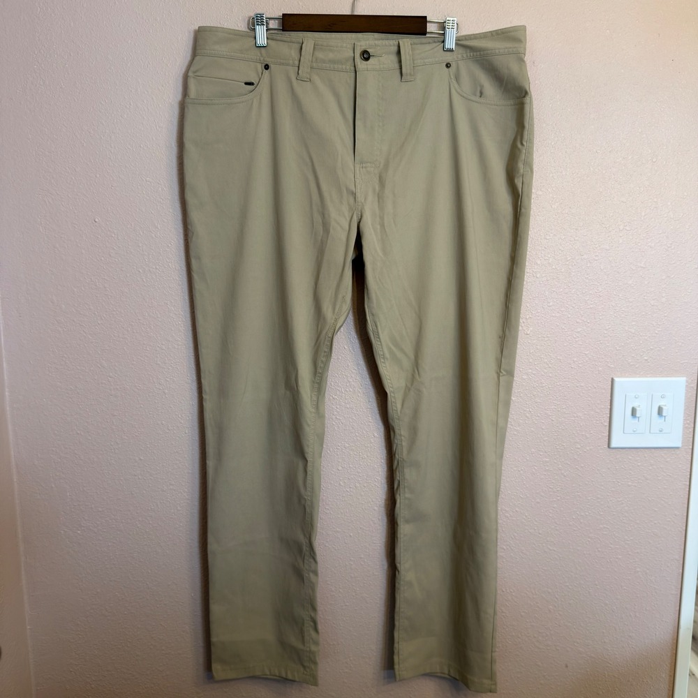 Prana Zion Slim Fit Pants Mens 38 Khaki Tan Stretch Hiking Outdoor 2081561